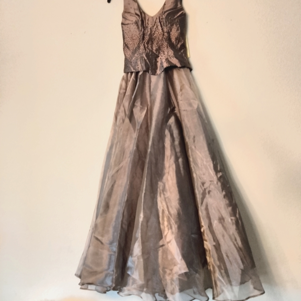 ASPEED Bronze colored formal dress prom wedding with sequin taffeta halter neck